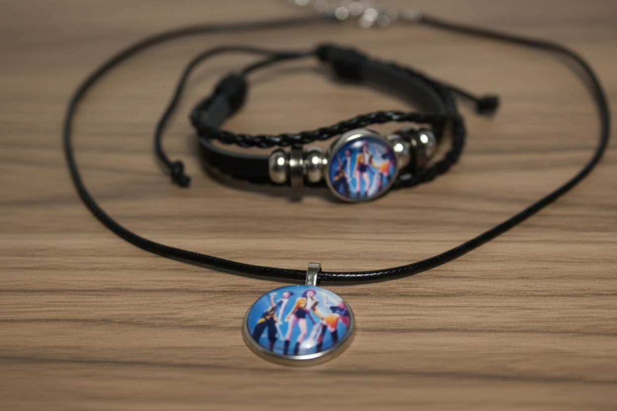 Real Leather Necklace and Bracelet Set