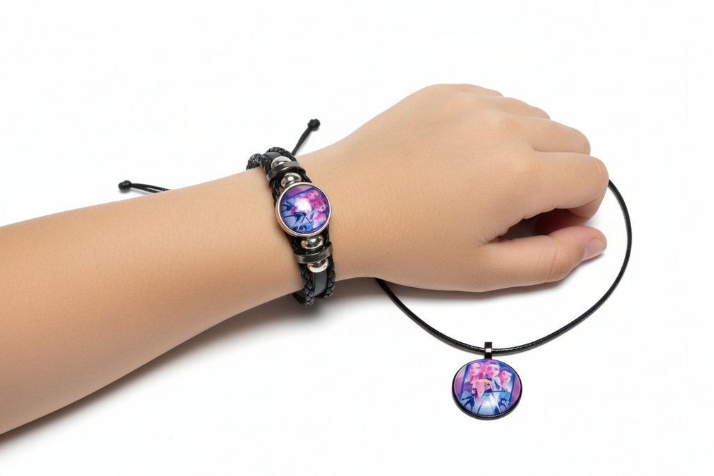 Real Leather Necklace and Bracelet Set